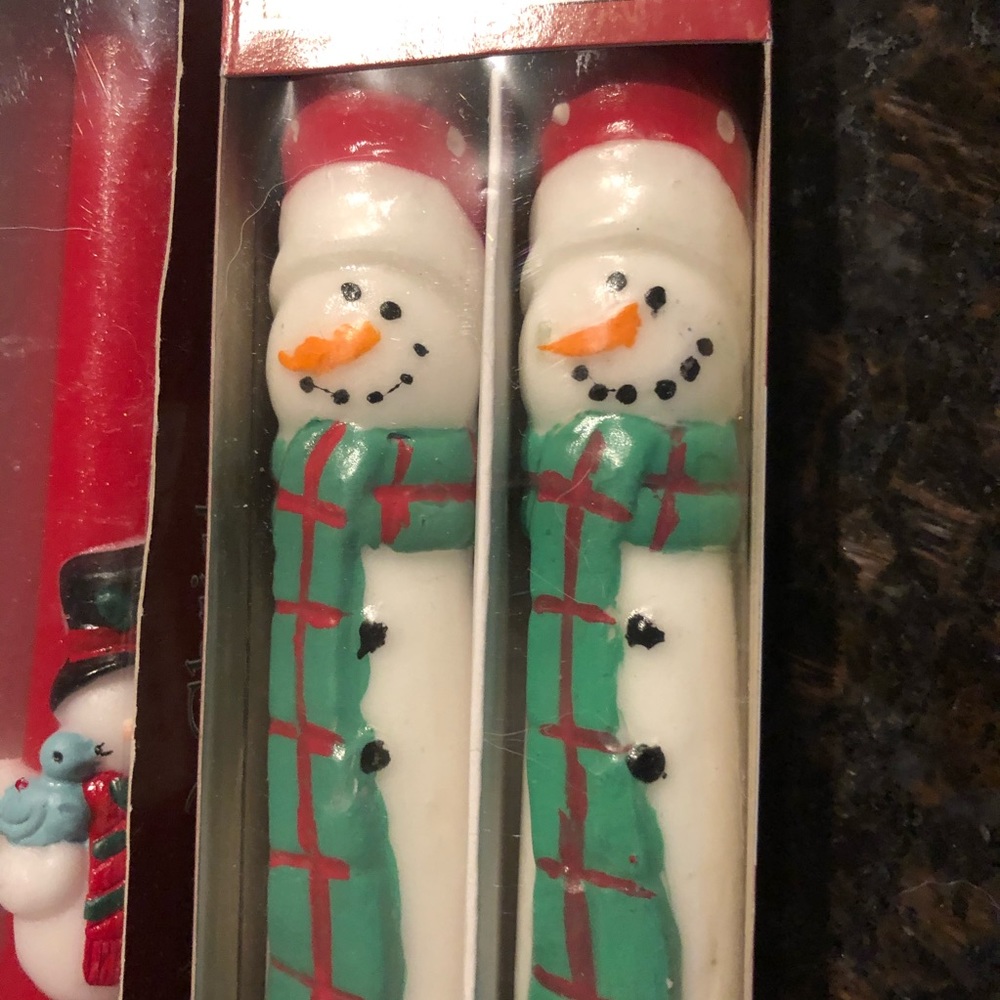 Christmas Candles 10” Taper Snowman Red Frosty - Picture 6 of 8